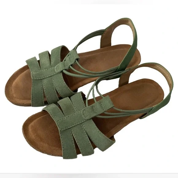 Green Strappy Earth Origins Sandals - Picture 2 of 4